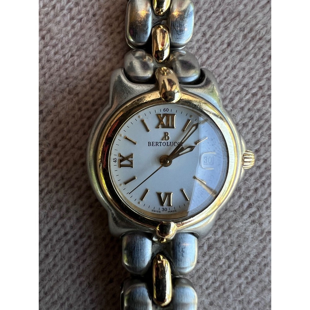 VTG BERTOLUCCI Pulchra 18K Gold Steel Ladies Swiss Quartz Roman Dial Watch